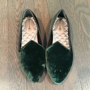 Birdies green velvet loafers